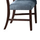 Tery Dining Side Chair Set of 2 | Tufted Blue Backrest | Cherry Brown