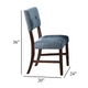 Tery Dining Side Chair Set of 2 | Tufted Blue Backrest | Cherry Brown