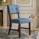 Tery Dining Side Chair Set of 2 | Tufted Blue Backrest | Cherry Brown