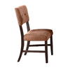 Tery Dining Side Chair Set of 2 | Tufted Brown Backrest | Cherry Brown