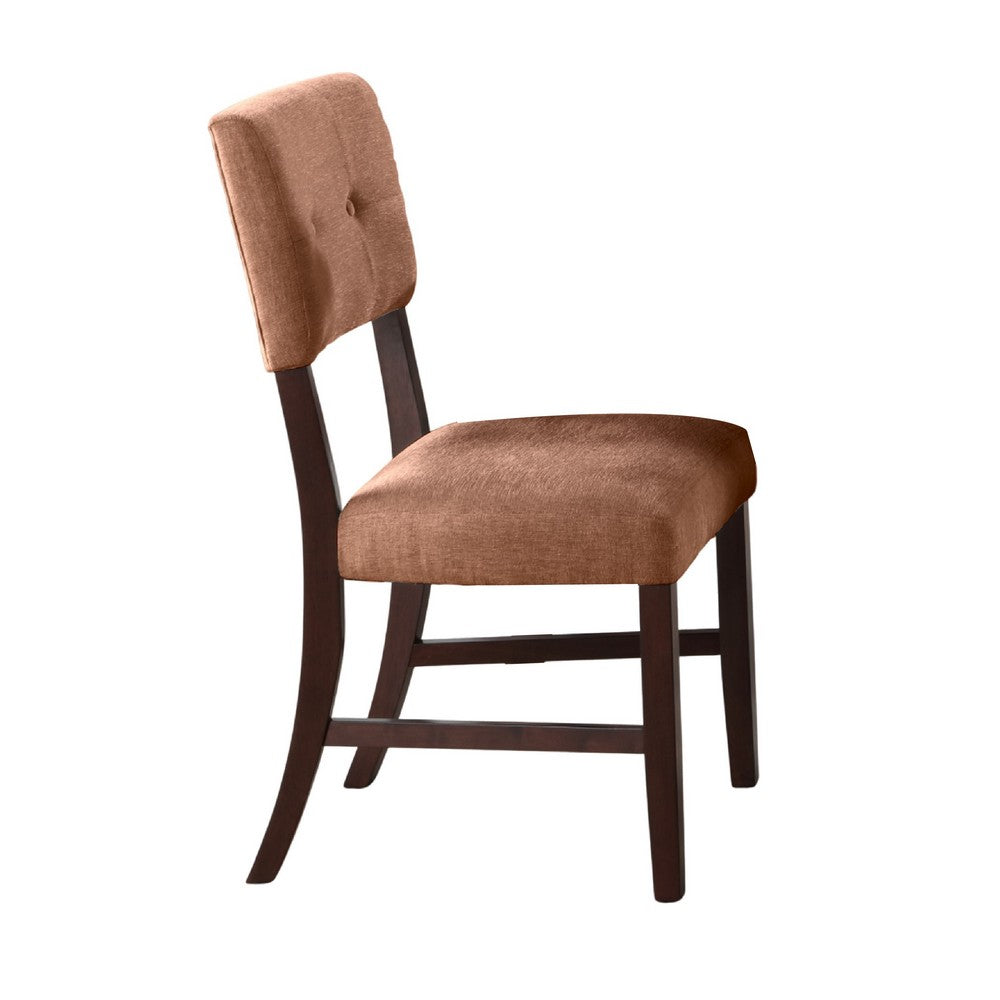 Tery Dining Side Chair Set of 2 | Tufted Brown Backrest | Cherry Brown