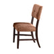 Tery Dining Side Chair Set of 2 | Tufted Brown Backrest | Cherry Brown
