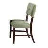 Tery Dining Side Chair Set of 2 | Tufted Green Backrest | Cherry Brown