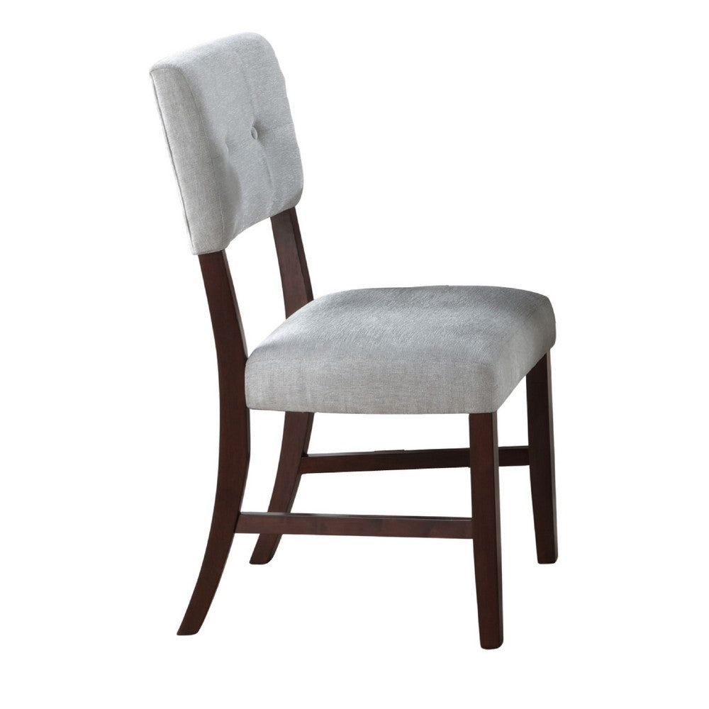 Tery Dining Side Chair Set of 2 | Tufted Gray Backrest | Cherry Brown