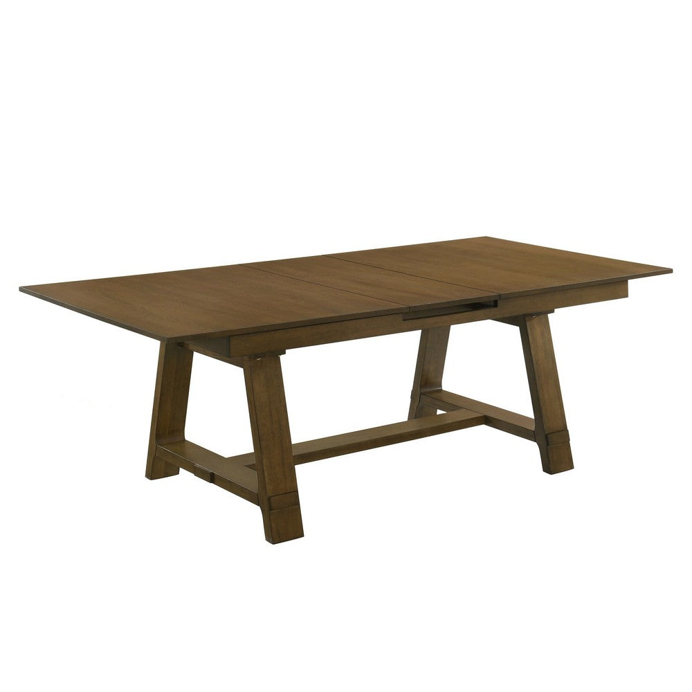 Lyoi Extendable Dining Table w Trestle Base | Hickory Brown | 71-87"