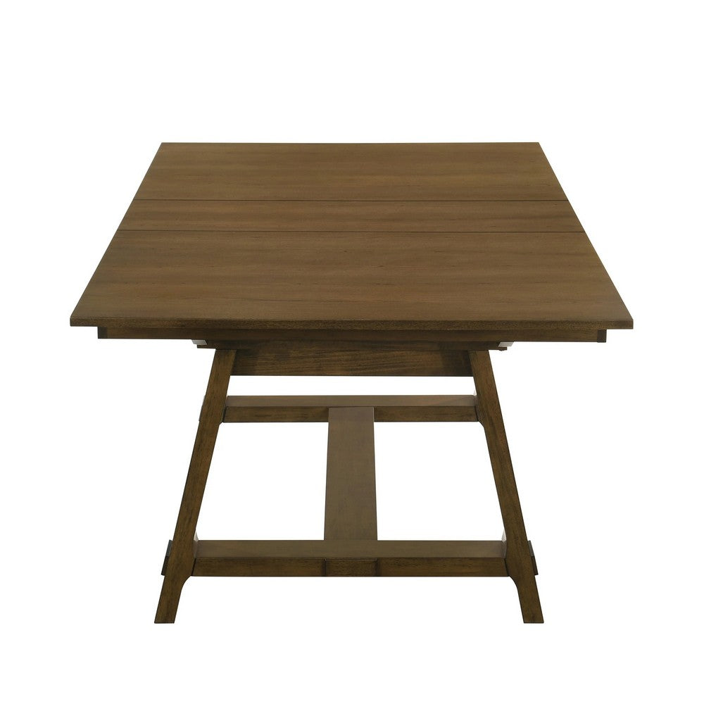 Lyoi Extendable Dining Table w Trestle Base | Hickory Brown | 71-87"