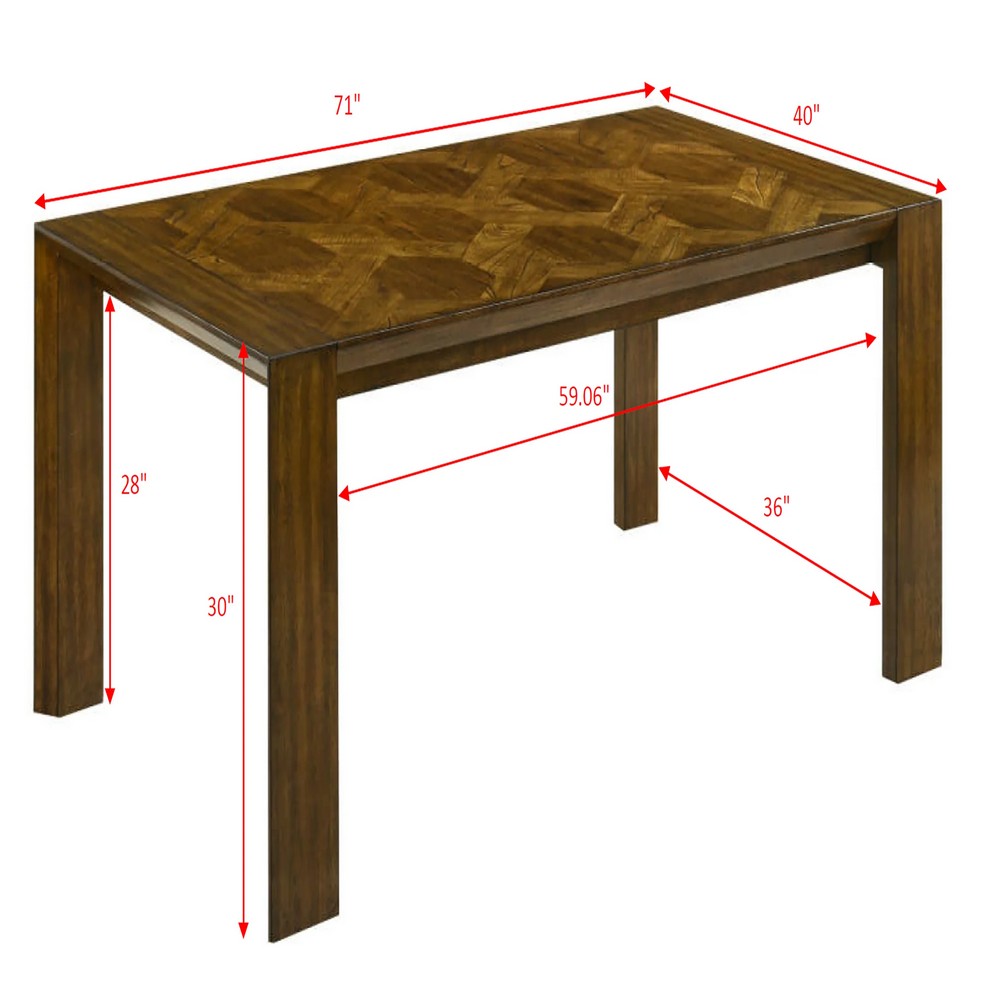 Liyo Dining Table | Modern 71" Rectangular Top | Warm Brown Wood