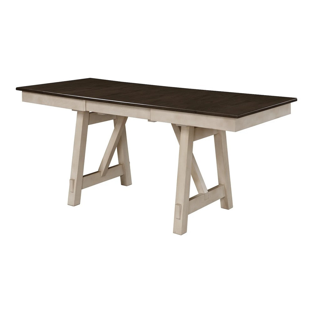 Riby Dining Table | 66-94" Top with 2 Leaves | Gray Antique White Wood