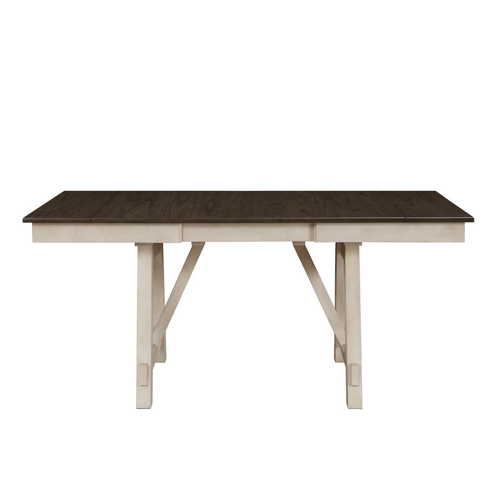 Riby Dining Table | 66-94" Top with 2 Leaves | Gray Antique White Wood