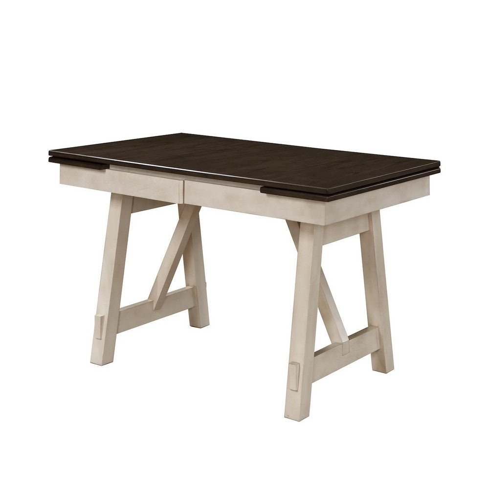 Riby Dining Table | 66-94" Top with 2 Leaves | Gray Antique White Wood