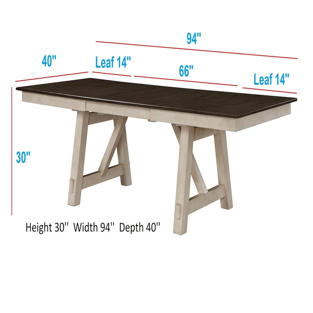 Riby Dining Table | 66-94" Top with 2 Leaves | Gray Antique White Wood