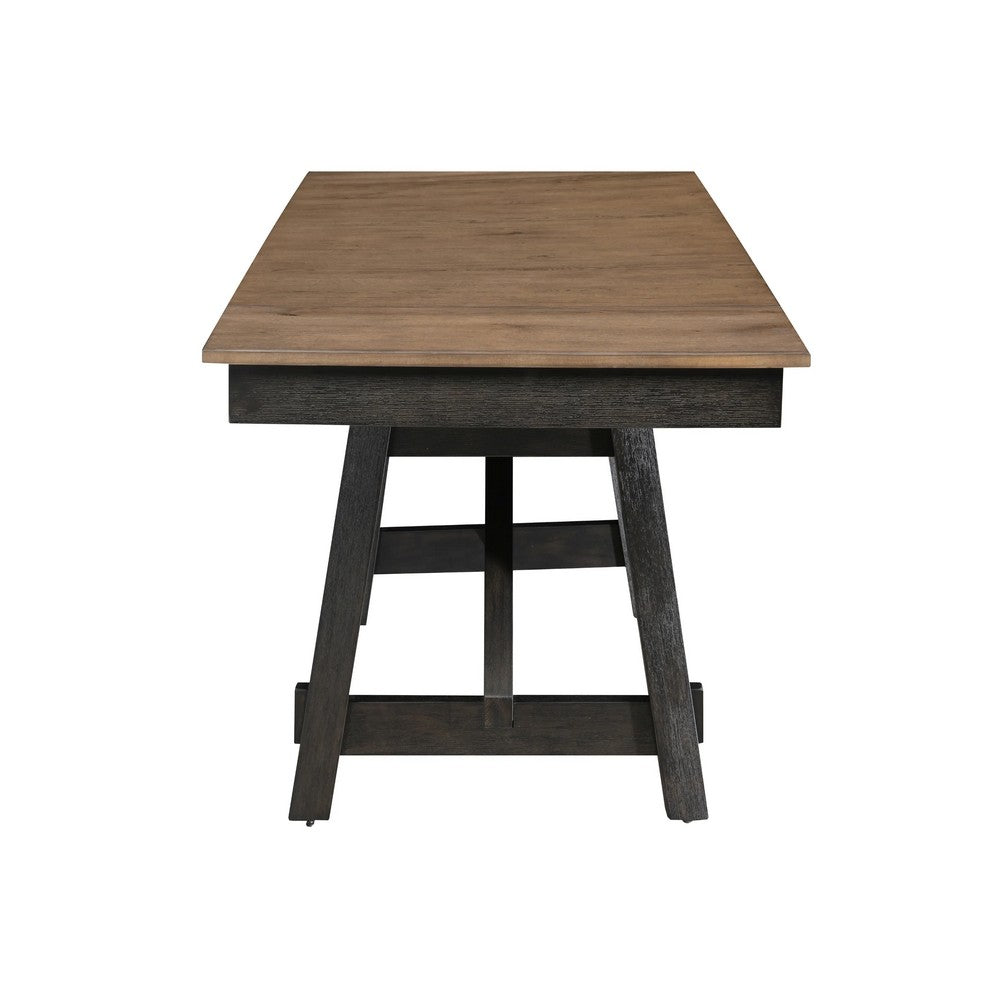 Riby Dining Table | 66-94" Top with 2 Leaves | Brown | Charcoal Black Wood