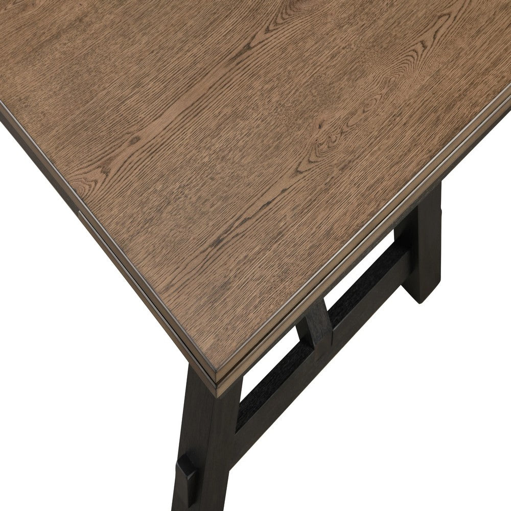 Riby Dining Table | 66-94" Top with 2 Leaves | Brown | Charcoal Black Wood