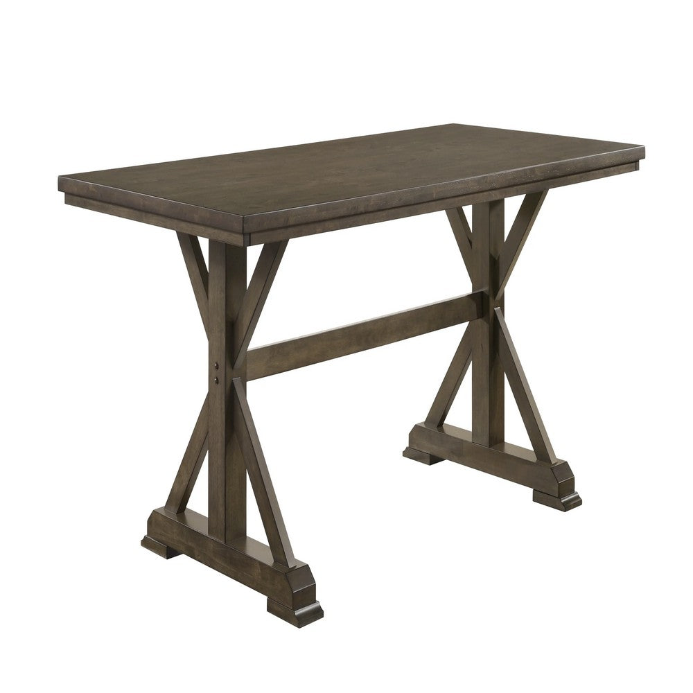 Omal Counter Height Dining Table | Khaki Brown 71" Top | Trestle Base