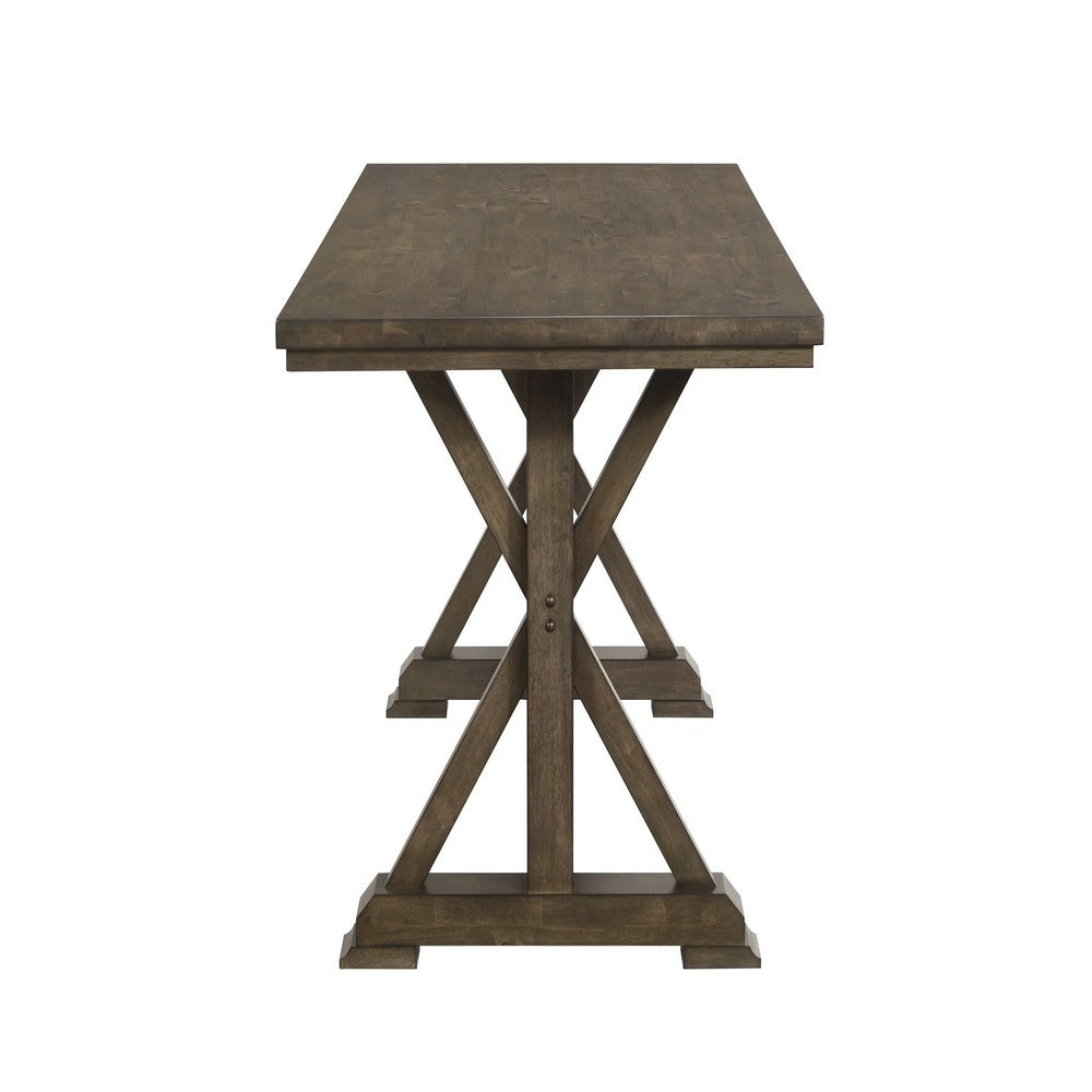 Omal Counter Height Dining Table | Khaki Brown 71" Top | Trestle Base
