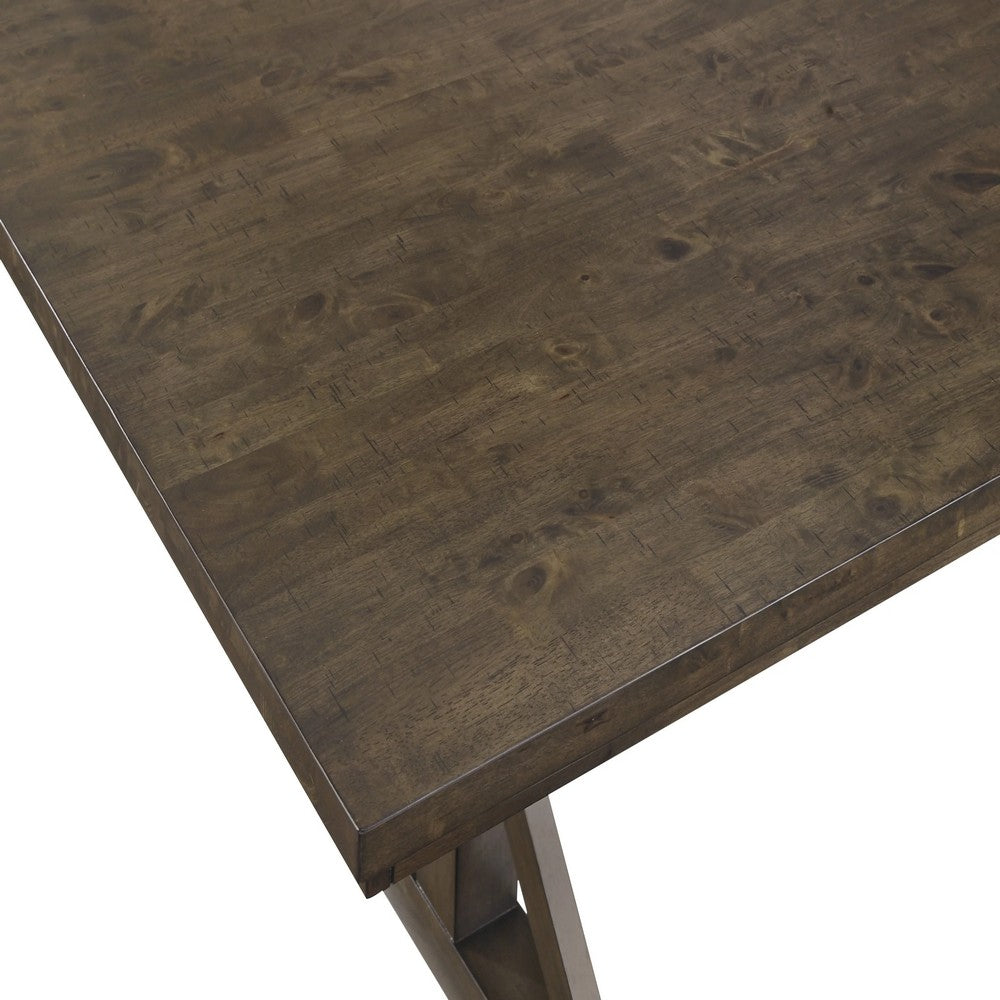 Omal Counter Height Dining Table | Khaki Brown 71" Top | Trestle Base