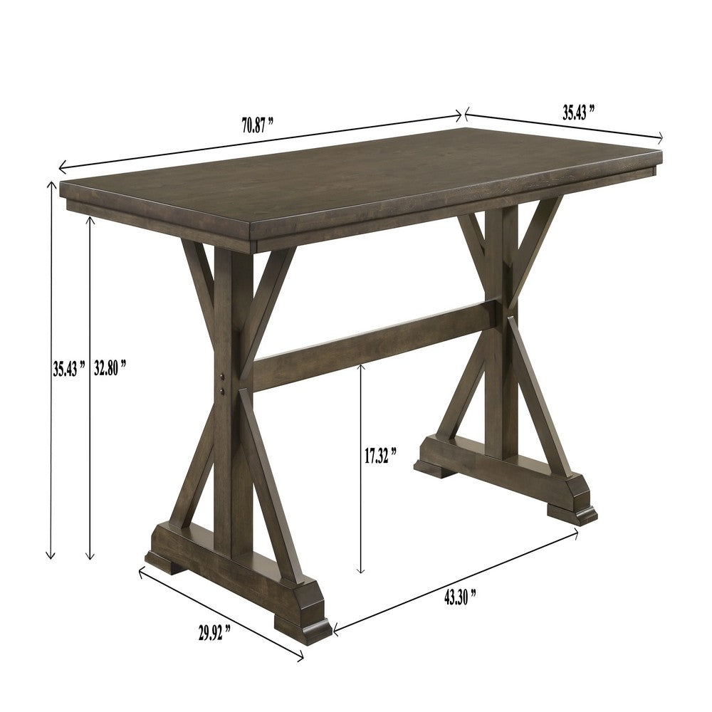 Omal Counter Height Dining Table | Khaki Brown 71" Top | Trestle Base