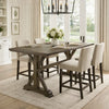 Omal Counter Height Dining Table | Khaki Brown 71" Top | Trestle Base