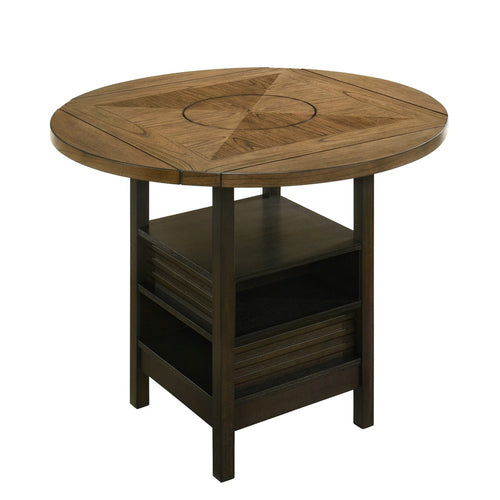 Kimberly Counter Height Table w Lazy Susan | 5 Shelves | Black | Baked Brown