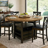 Kimberly Counter Height Table w Lazy Susan | 5 Shelves | Black | Baked Brown