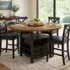 Kimberly Counter Height Table w Lazy Susan | 5 Shelves | Black | Baked Brown