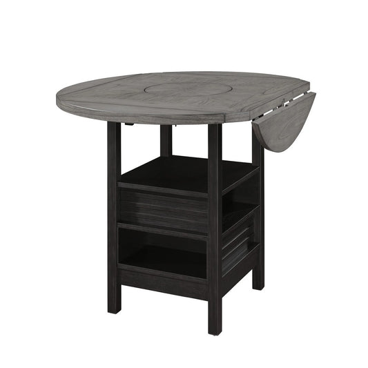 Kilu Counter Height Round Table | 42-60" Extendable | Black | Light Gray
