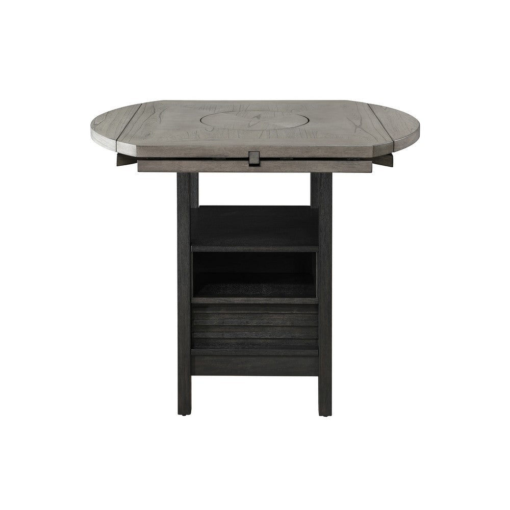 Kilu Counter Height Round Table | 42-60" Extendable | Black | Light Gray