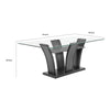Brandon Dining Table | 72" Glass Top | Dark Gray Glitter Pedestal