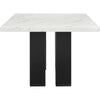 Riac Dining Table | 68" | White Faux Marble Top | Black Panel Legs