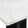 Riac Dining Table | 68" | White Faux Marble Top | Black Panel Legs