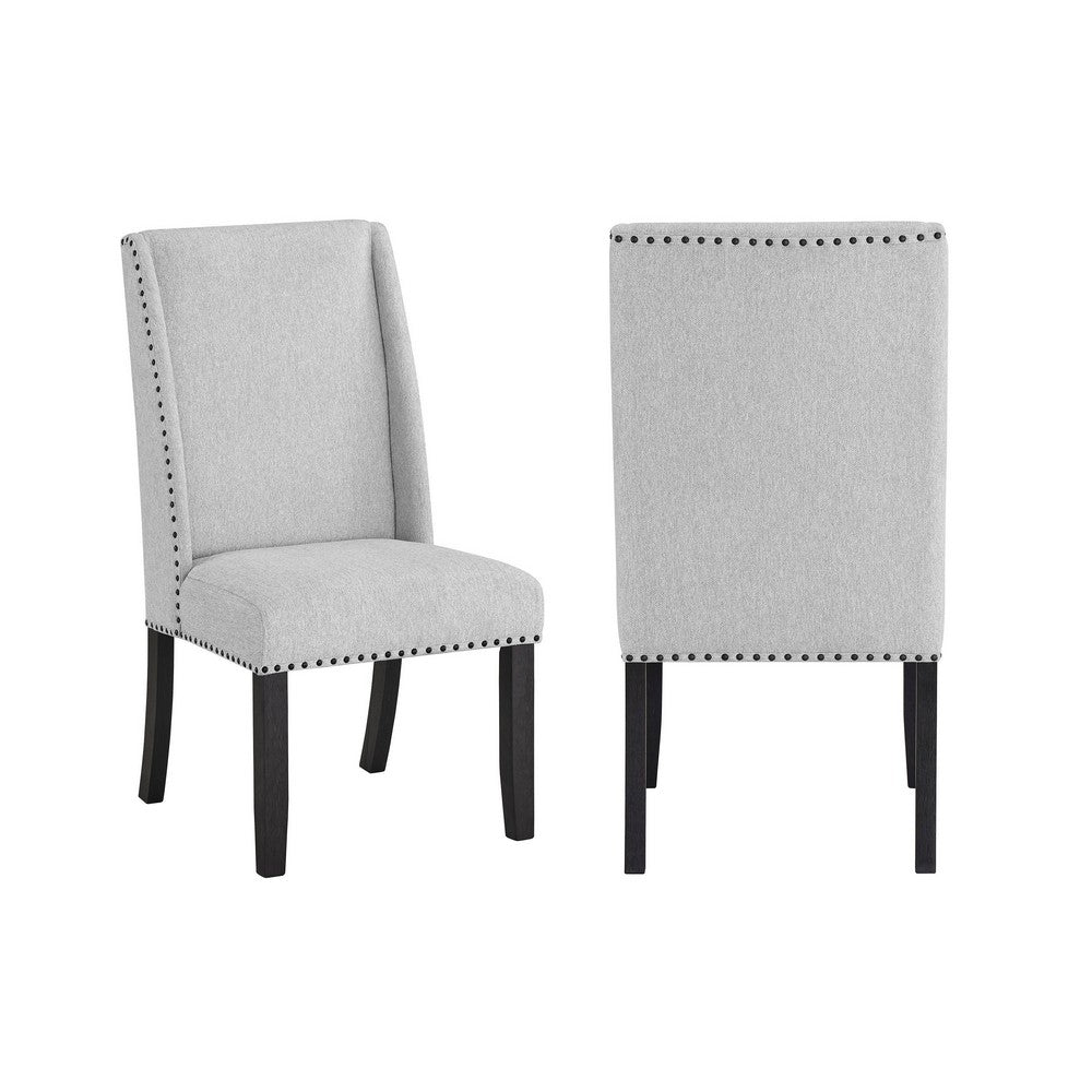 Vinz Dining Side Chair Set of 2 | Light Gray Cotton Polyester | Black Legs