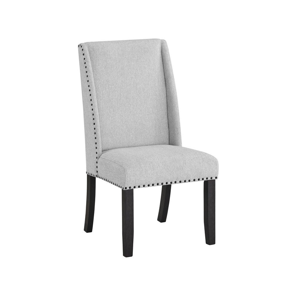 Vinz Dining Side Chair Set of 2 | Light Gray Cotton Polyester | Black Legs