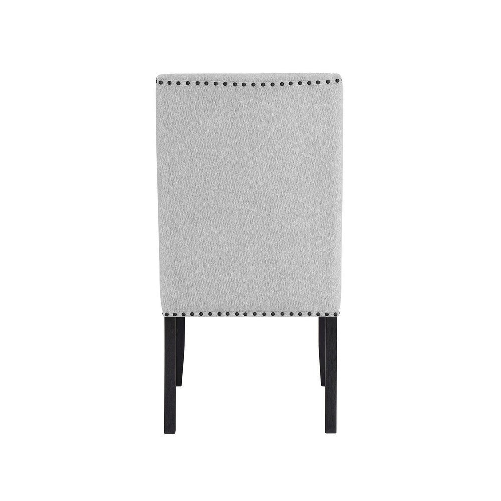 Vinz Dining Side Chair Set of 2 | Light Gray Cotton Polyester | Black Legs