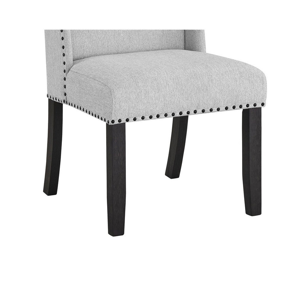 Vinz Dining Side Chair Set of 2 | Light Gray Cotton Polyester | Black Legs