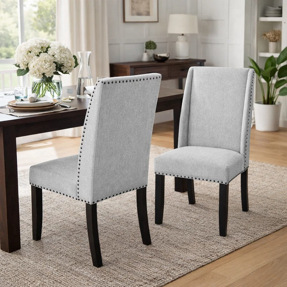Vinz Dining Side Chair Set of 2 | Light Gray Cotton Polyester | Black Legs