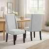 Vinz Dining Side Chair Set of 2 | Light Gray Cotton Polyester | Black Legs