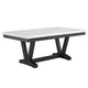 Vinz Dining Table | 72" White Faux Marble Top | Black Trestle Base