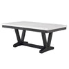 Vinz Dining Table | 72" White Faux Marble Top | Black Trestle Base