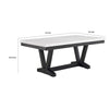 Vinz Dining Table | 72" White Faux Marble Top | Black Trestle Base