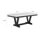Vinz Dining Table | 72" White Faux Marble Top | Black Trestle Base