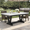 Vinz Dining Table | 72" White Faux Marble Top | Black Trestle Base