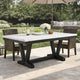 Vinz Dining Table | 72" White Faux Marble Top | Black Trestle Base