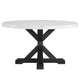 Vinz Dining Table | 54" Round White Faux Marble Top | Black Trestle Base