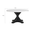 Vinz Dining Table | 54" Round White Faux Marble Top | Black Trestle Base