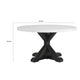 Vinz Dining Table | 54" Round White Faux Marble Top | Black Trestle Base