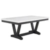 Viem Dining Table | 72" Rectangular White Marble Top | Black Open Base