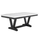 Viem Dining Table | 72" Rectangular White Marble Top | Black Open Base