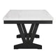 Viem Dining Table | 72" Rectangular White Marble Top | Black Open Base