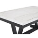 Viem Dining Table | 72" Rectangular White Marble Top | Black Open Base