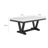 Viem Dining Table | 72" Rectangular White Marble Top | Black Open Base